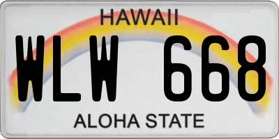 HI license plate WLW668