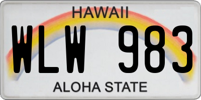 HI license plate WLW983
