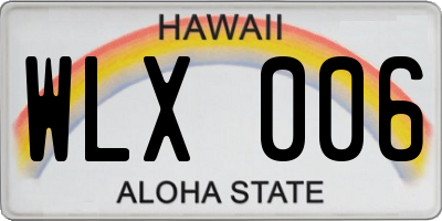 HI license plate WLX006