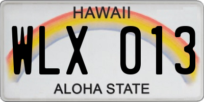 HI license plate WLX013