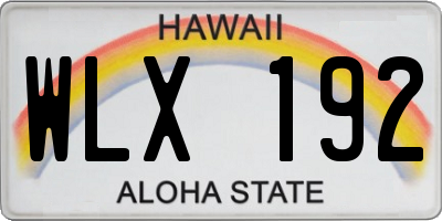 HI license plate WLX192