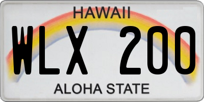 HI license plate WLX200
