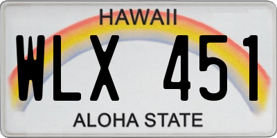HI license plate WLX451