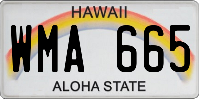 HI license plate WMA665