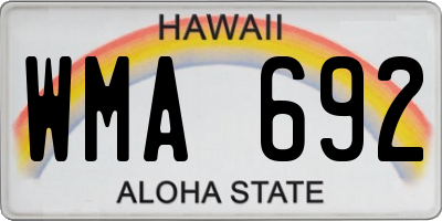 HI license plate WMA692