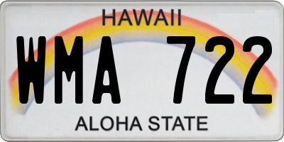 HI license plate WMA722