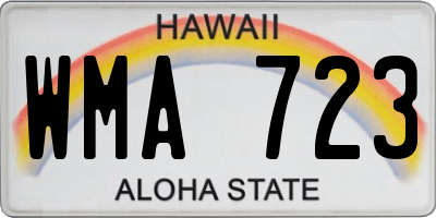 HI license plate WMA723