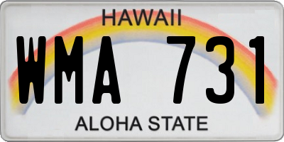 HI license plate WMA731