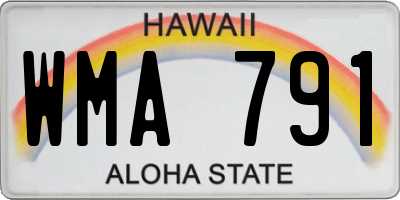 HI license plate WMA791