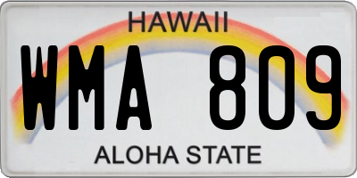 HI license plate WMA809