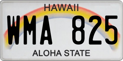 HI license plate WMA825
