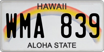 HI license plate WMA839
