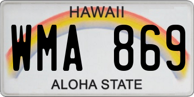 HI license plate WMA869