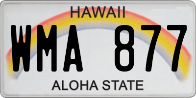 HI license plate WMA877