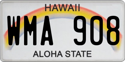 HI license plate WMA908