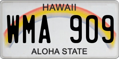 HI license plate WMA909
