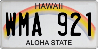 HI license plate WMA921