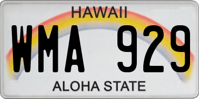 HI license plate WMA929