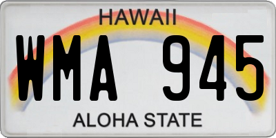 HI license plate WMA945