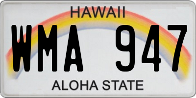 HI license plate WMA947