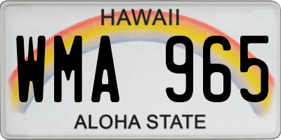 HI license plate WMA965
