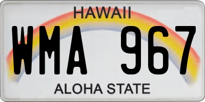 HI license plate WMA967