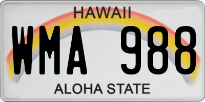 HI license plate WMA988