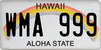 HI license plate WMA999