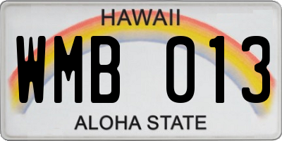 HI license plate WMB013