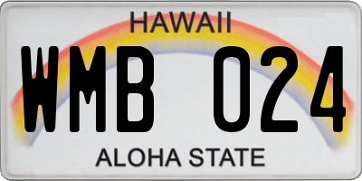 HI license plate WMB024