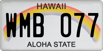 HI license plate WMB077