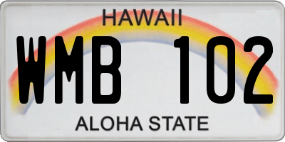 HI license plate WMB102