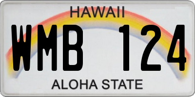 HI license plate WMB124