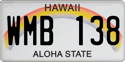 HI license plate WMB138