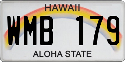 HI license plate WMB179