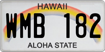 HI license plate WMB182