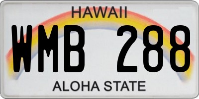 HI license plate WMB288