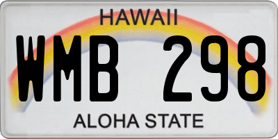 HI license plate WMB298