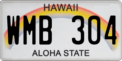 HI license plate WMB304