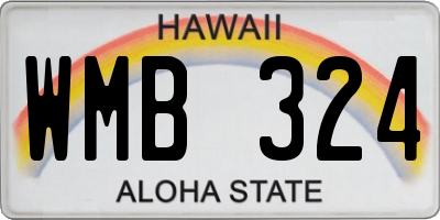 HI license plate WMB324