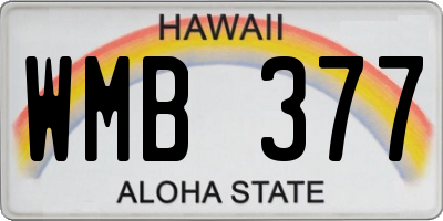 HI license plate WMB377
