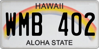 HI license plate WMB402