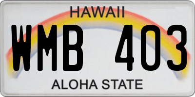 HI license plate WMB403