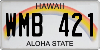 HI license plate WMB421
