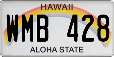 HI license plate WMB428