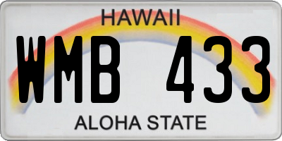 HI license plate WMB433