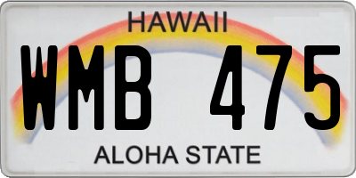 HI license plate WMB475