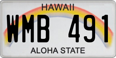HI license plate WMB491