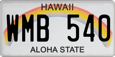 HI license plate WMB540