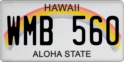 HI license plate WMB560